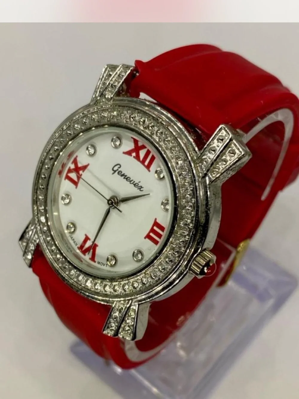 ** Ruby Red  ^ Iced Crystal Accent Women's Designer Watch ***
